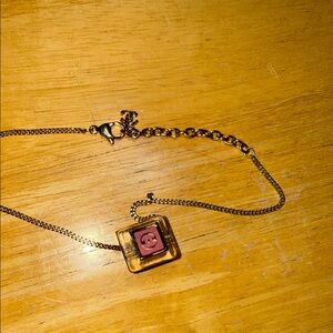 Gold and Pink Pendant Necklace